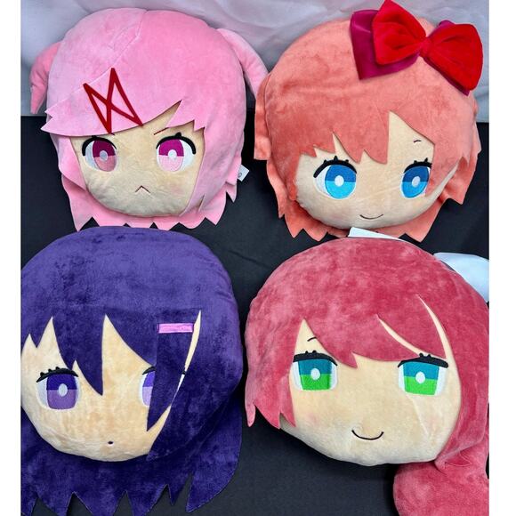 Doki Doki Literature Club Plush Face Pillow Full Set, Yuri Sayori Natsuki Monika - Picture 1 of 9